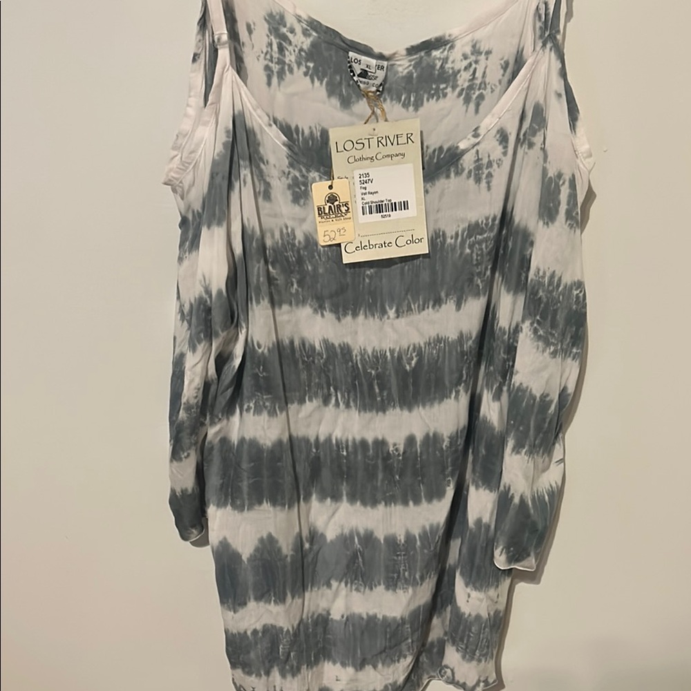 Lost River Women's Tie-Dye Blouse - Gray